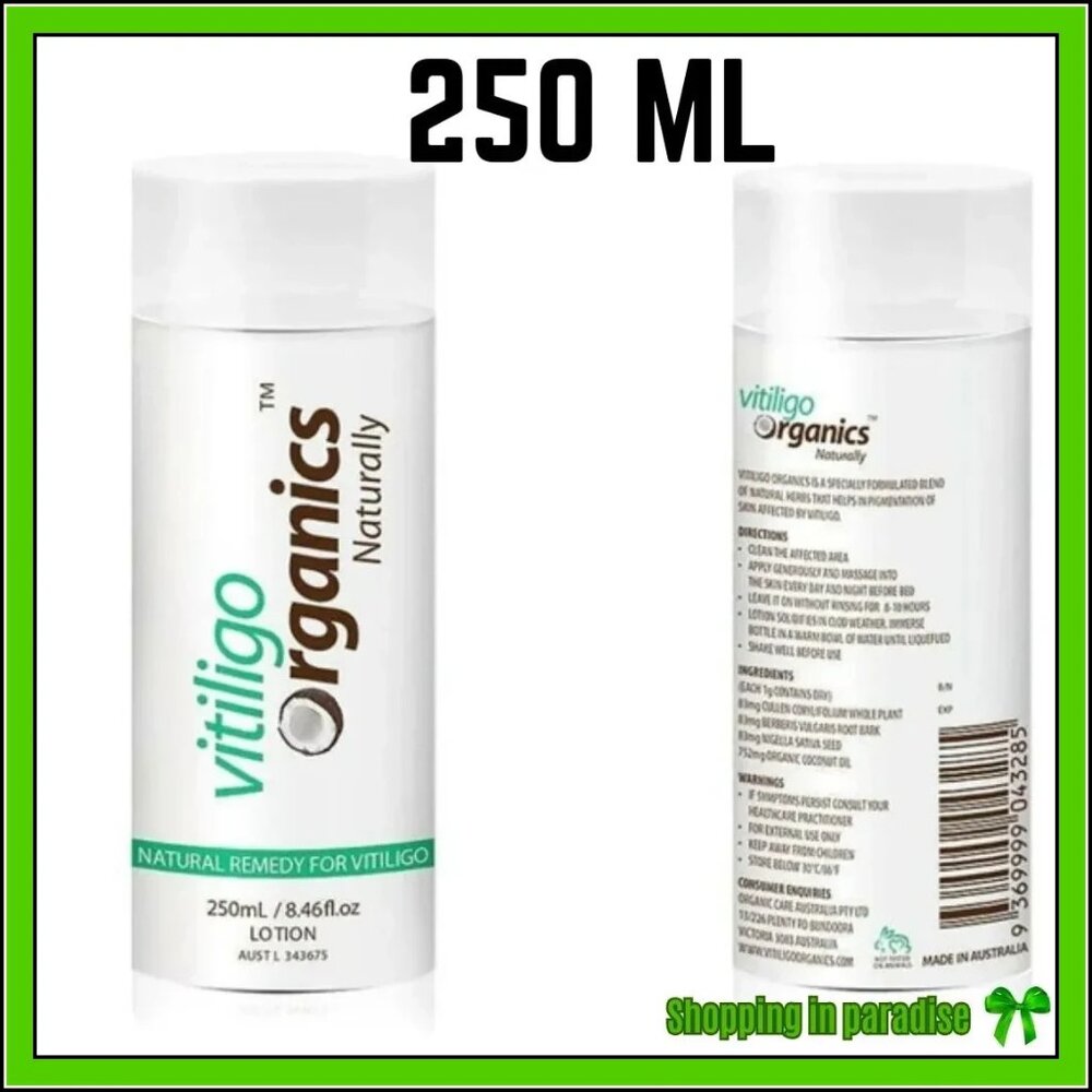 250ml Vitiligo Organics Depigmentation White Spots Skin. Made in Australia.